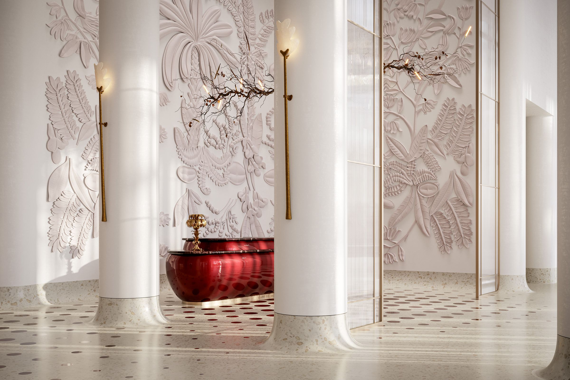Developer rendering: Cathedral reception, Faena Residences Miami