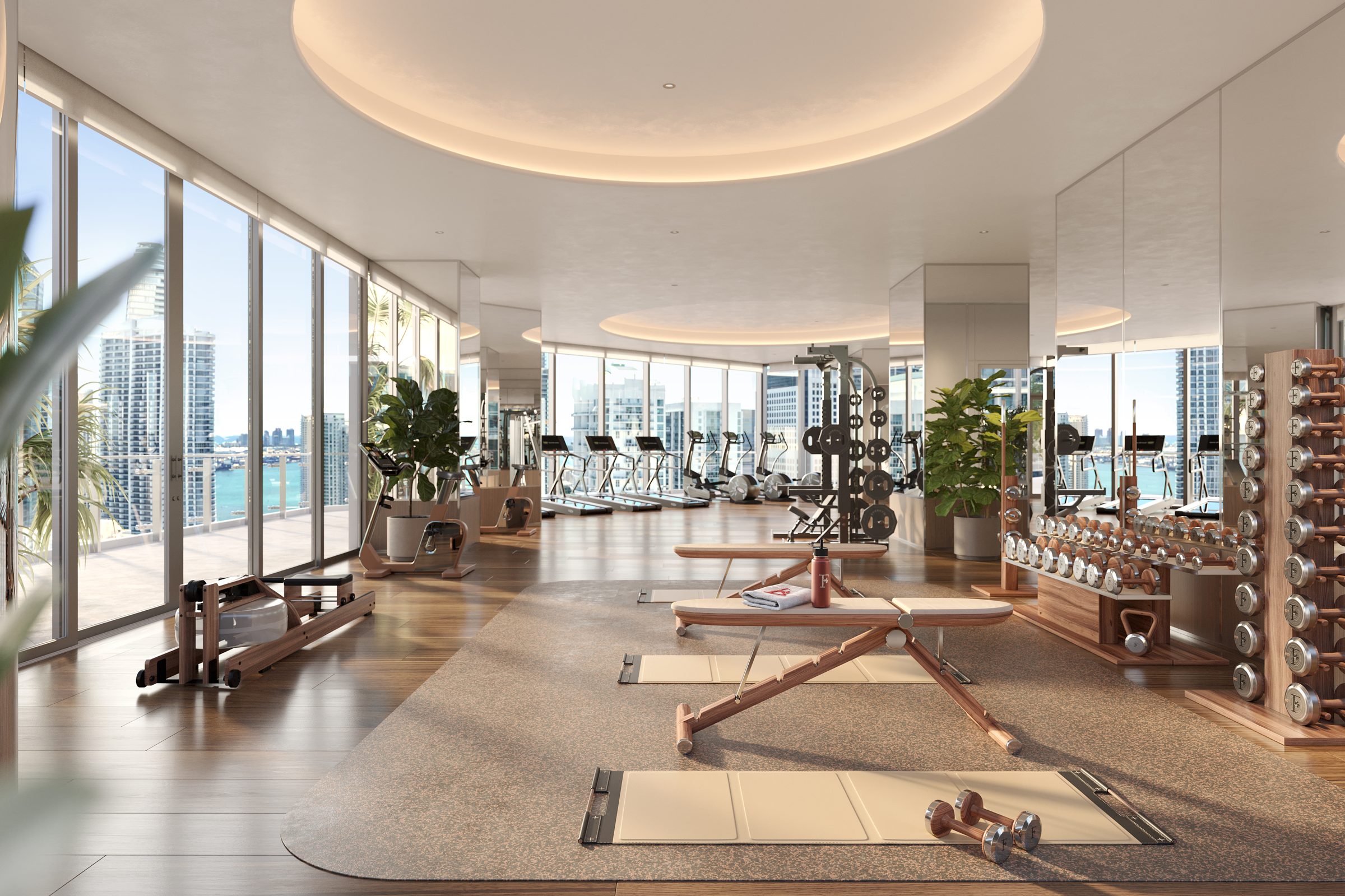 Developer rendering: Fitness center, Faena Residences Miami