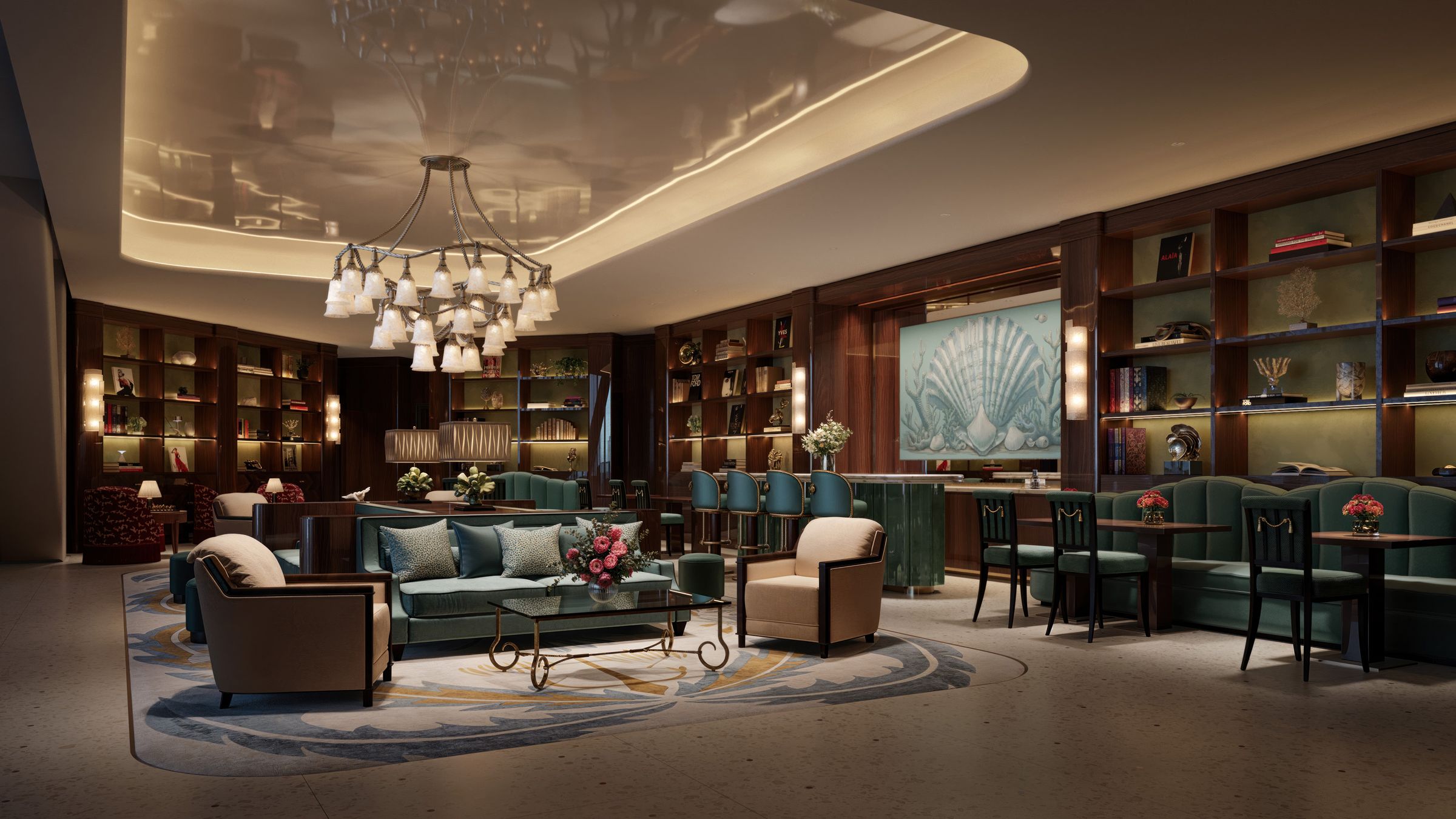 Developer rendering: Library lounge, Faena Residences Miami
