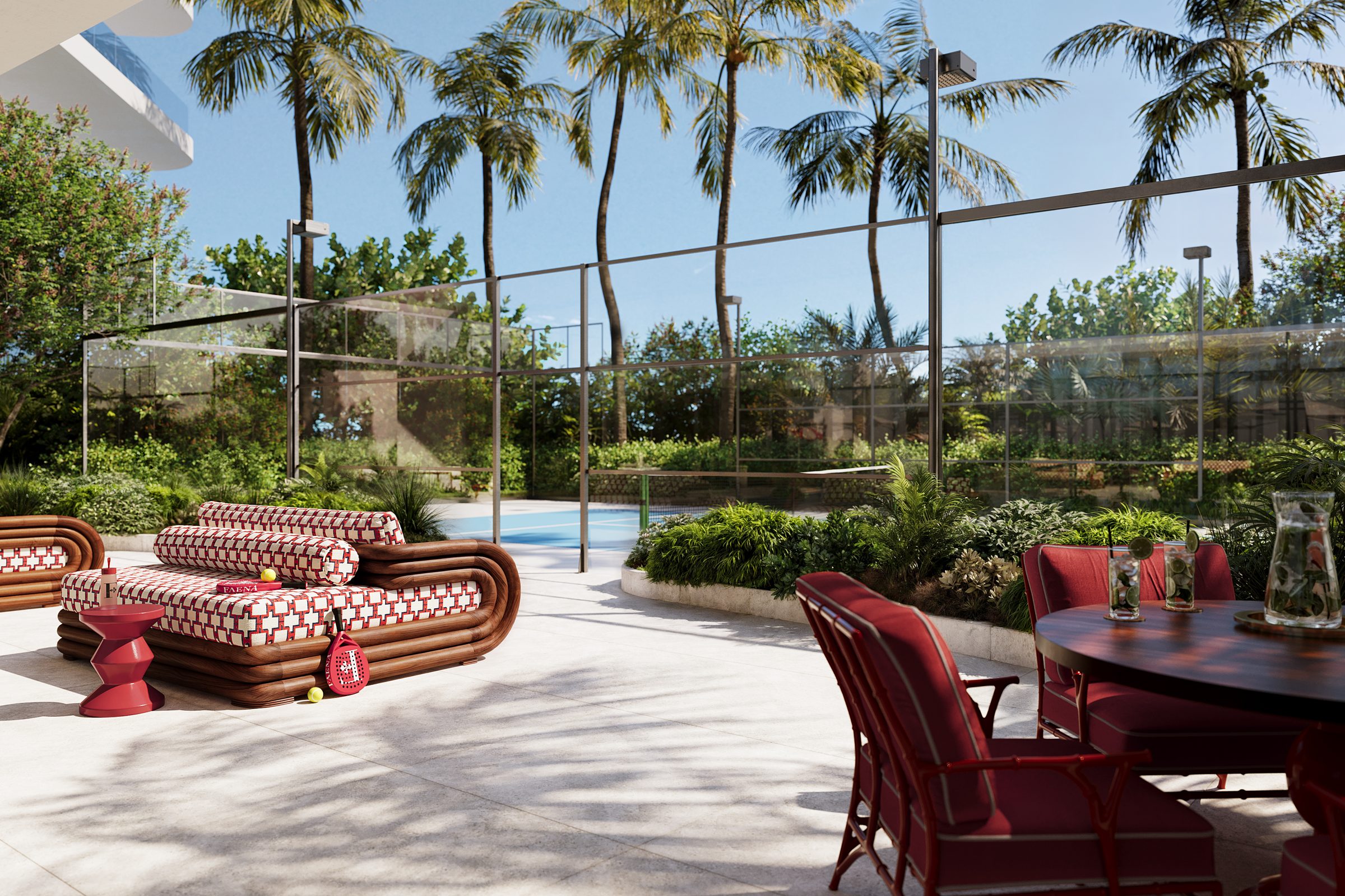 Developer rendering: Padel court, Faena Residences Miami
