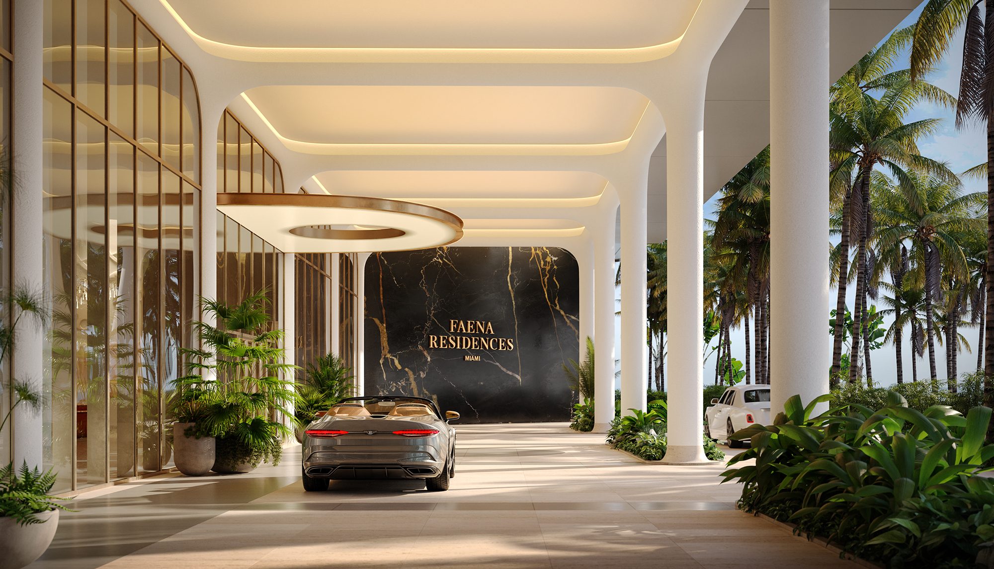 Developer rendering: Porte-cochère, Faena Residences Miami