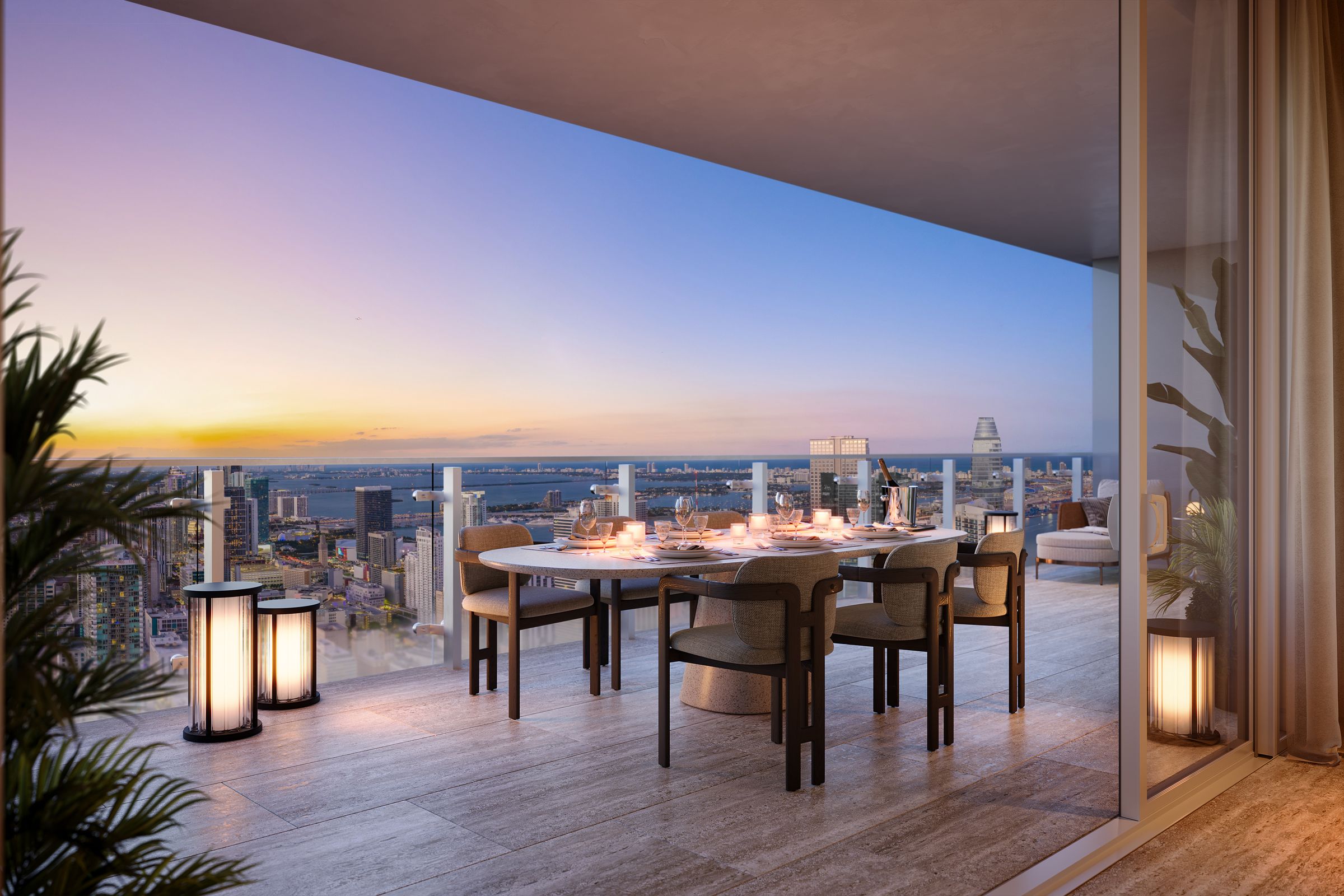 Developer rendering: Sky terrace dining, Faena Residences Miami
