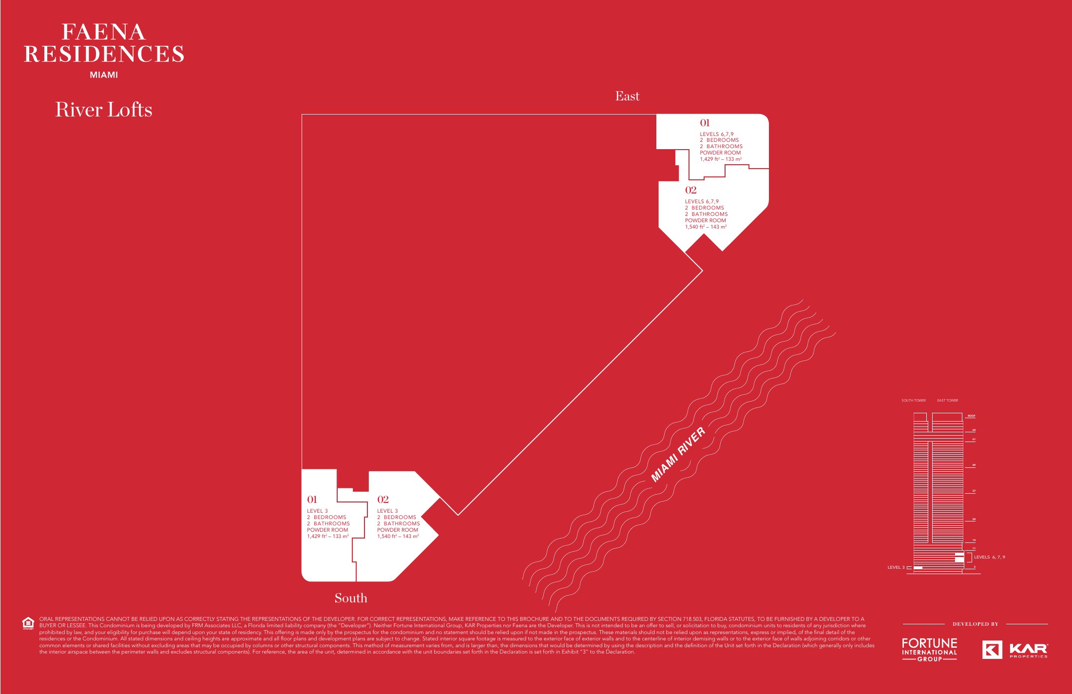 Developer keyplate, River Lofts, Levels 3–10